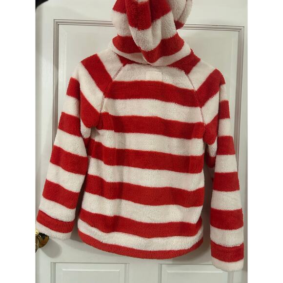 Mini Boden Girls Red White Stripped Half Zip Size 11/12 - Picture 3 of 5